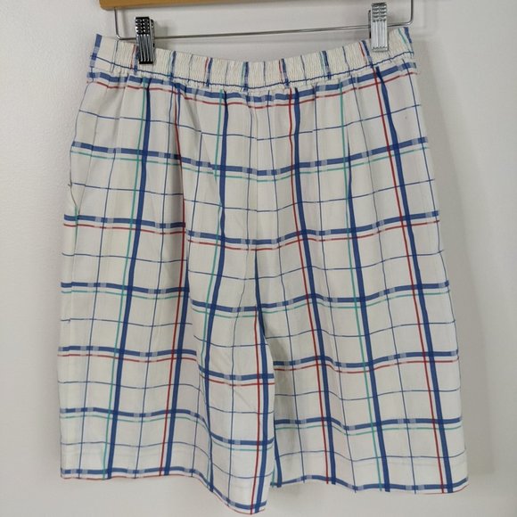 VINTAGE David Smith Womens White Plaid Pleated Shorts Size 14 - Made in USA - Picture 11 of 12